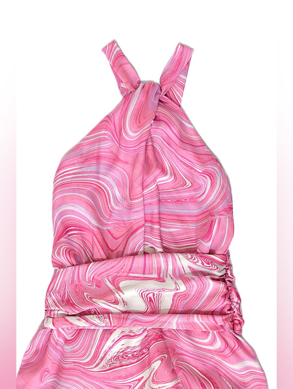 Amanda Uprichard Shauna Swirl Mini Dress Pink Halter Asymmetrical Size S Party - Picture 9 of 12